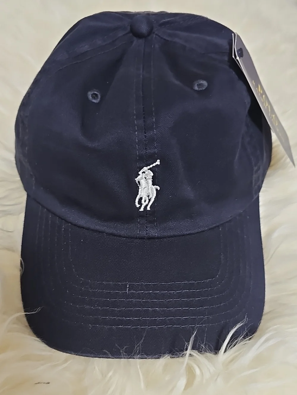 Polo by Ralph Lauren Navy Blue Baseball Cap with White Pony Logo